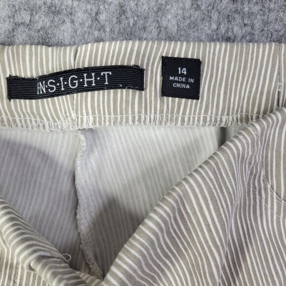 Insight Women Pants 14 Capri Cropped Stretchy Stripped Elastic Waist Pull On Tan - Picture 2 of 9